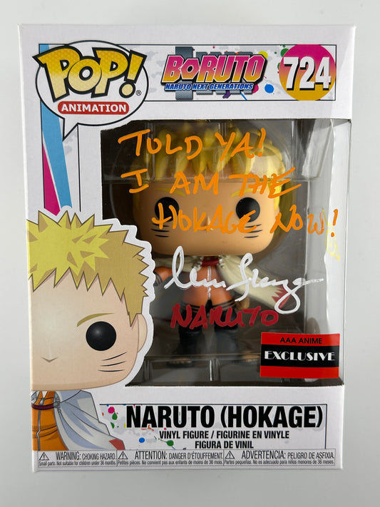 Funko POP ANIME Boruto NARUTO (HOKAGE) SIGNED AUTO W/ INSCRIPTIONS by Maile Flanagan #724 AAA ANIME EXCLUSIVE Naruto Next Generations