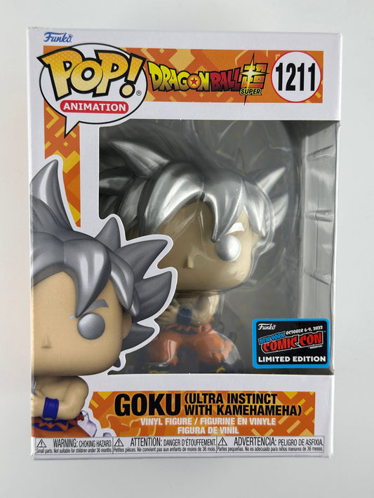 Funko POP Dragon Ball Z Super GOKU (ULTRA INSTINCT W/ KAMEHAMEHA) #1211 2022 New York Comic-Con Sticker Limited Edition