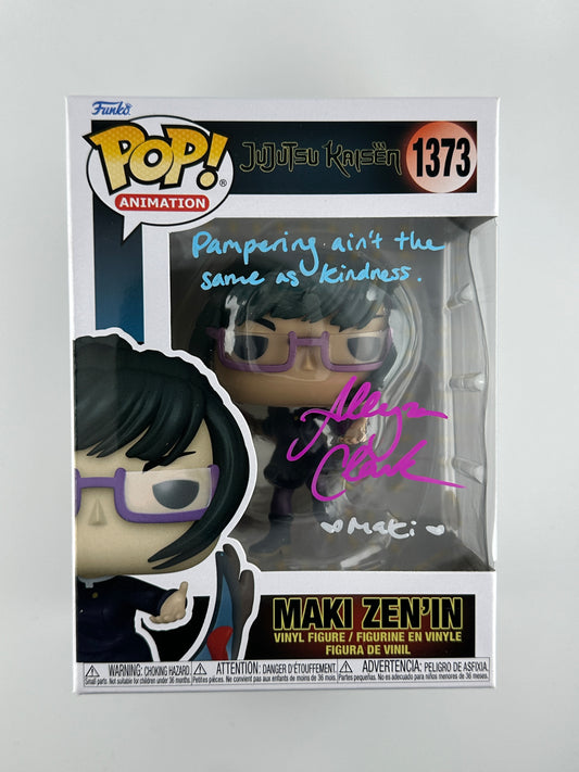 Funko POP Jujutsu Kaisen MAKI ZEN'IN SIGNED AUTO W/ INSCRIPTIONS "Allegra Clark" #1373 COA JSA Authentic Certified