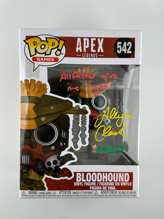 Funko POP Apex Legends BLOODHOUND SIGNED AUTO W/ INSCRIPTIONS "Allegra Clark" #542 COA JSA Authentic Certified